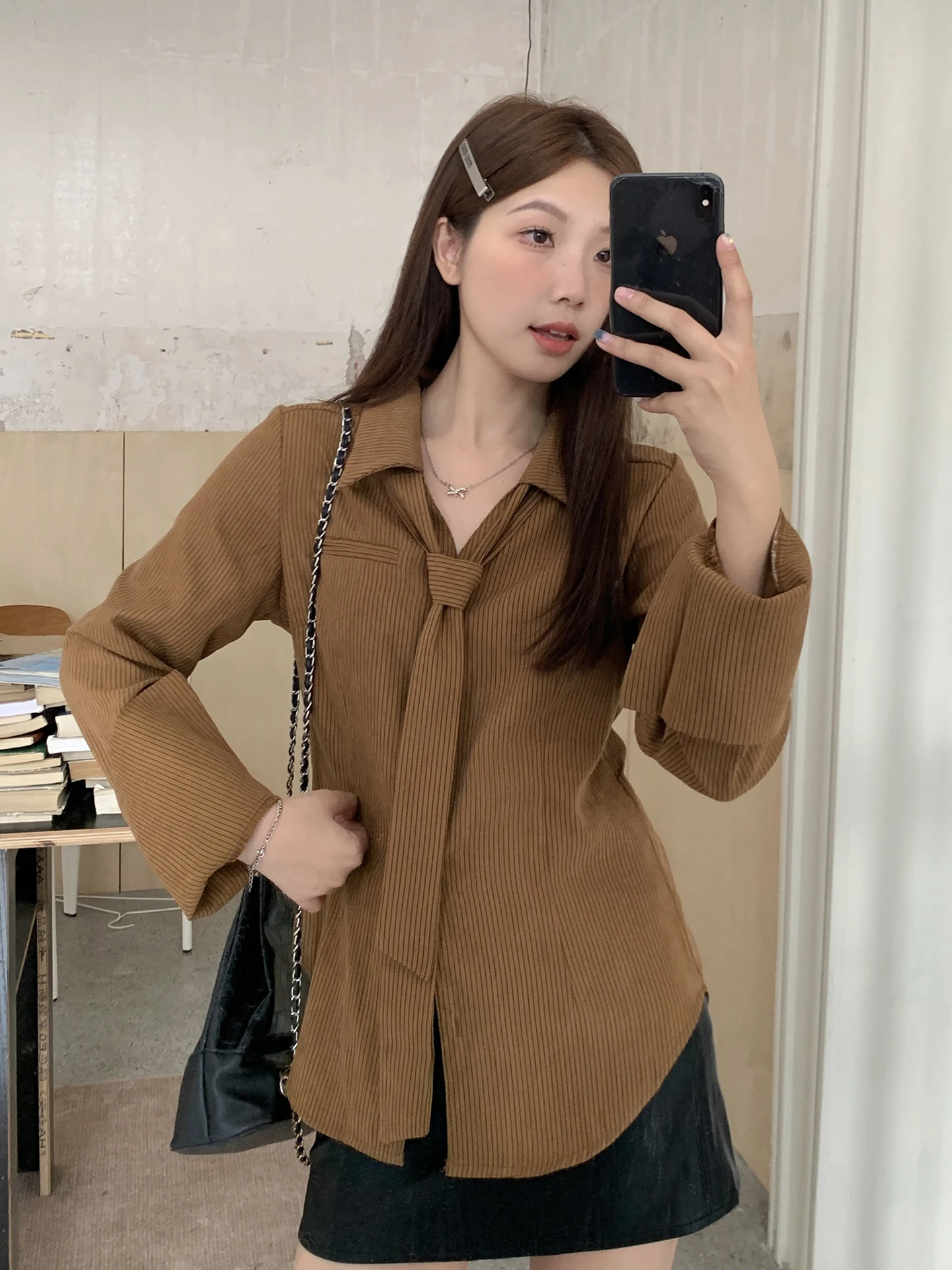 

Женский полосатый топ размера плюс, длинный све, затягивающий талию, закрывающий живот, топ для похудения, топ для колледжа, ранняя осень, моя