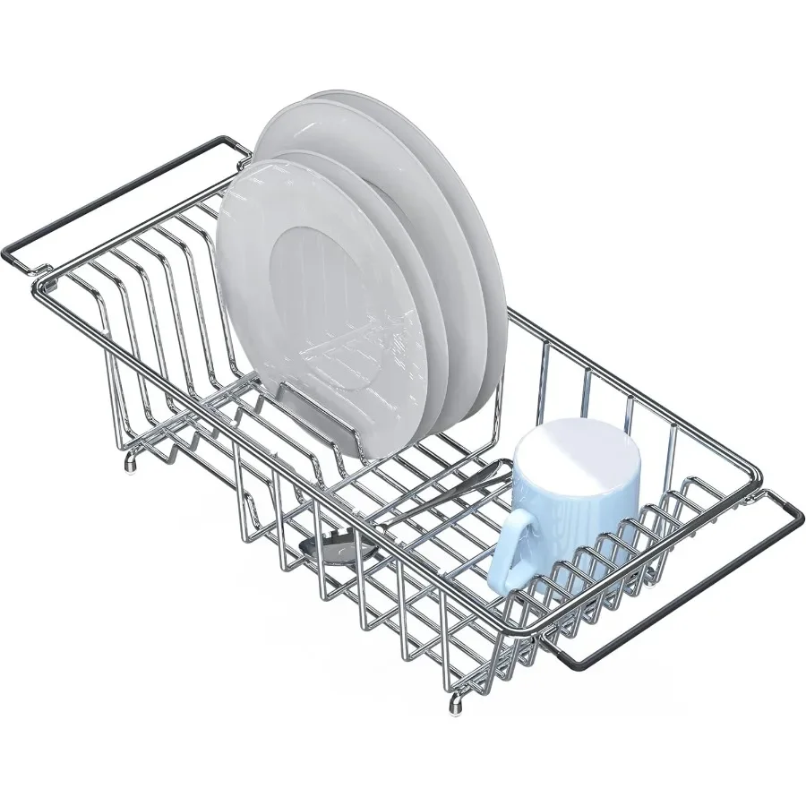 

Over Sink Counter Top Stainless Steel Dish Drainer Drying Rack Chrome