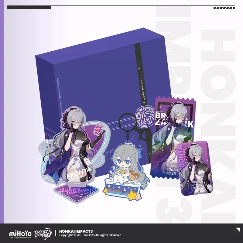 

miHoYo/Honkai Impact 3 BRONYA ZAYCHIK 2022 Birthday Commemorative Gift Box Anime Characters Stand Up Badges Pendants Tickets