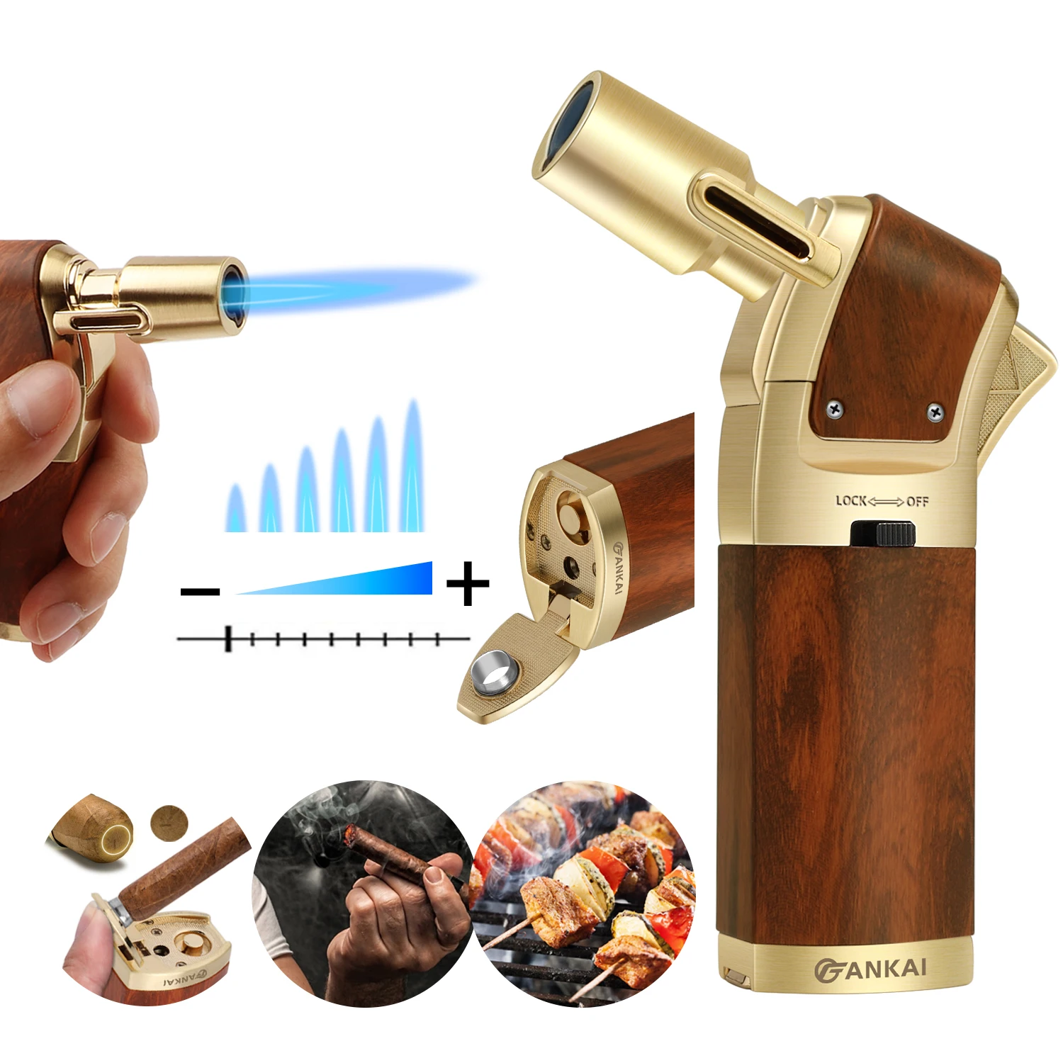 

Torch Lighter,Cigar Lighter with Cigar Punch Set,Lighters for Smoking,Cooking Torch with Safe Lock,Refillable Kitchen Torch