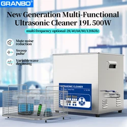 Granbo High Performance 19L 500W Ultrasonic Cleaner with Multi-Frequency 40/68/80/120KHz for Versatile Efficient Cleaning