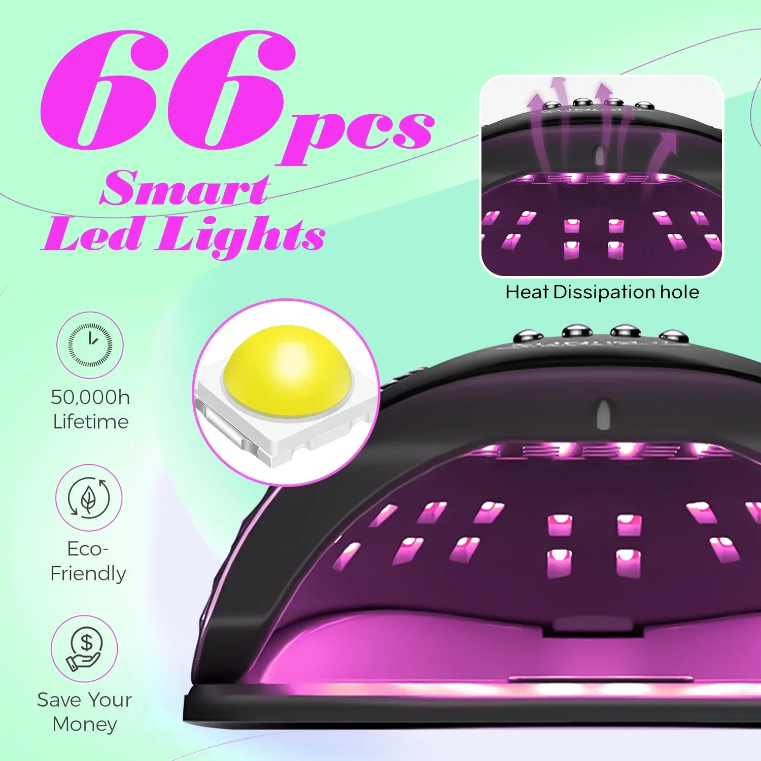 Nagel Lampe UV 66LED Nagel Lampe Trockner Big Power Schnelle Aushärtung Nagel Gel Professionelle Nagel Trockner UV Gel Trocknen werkzeuge Maschine