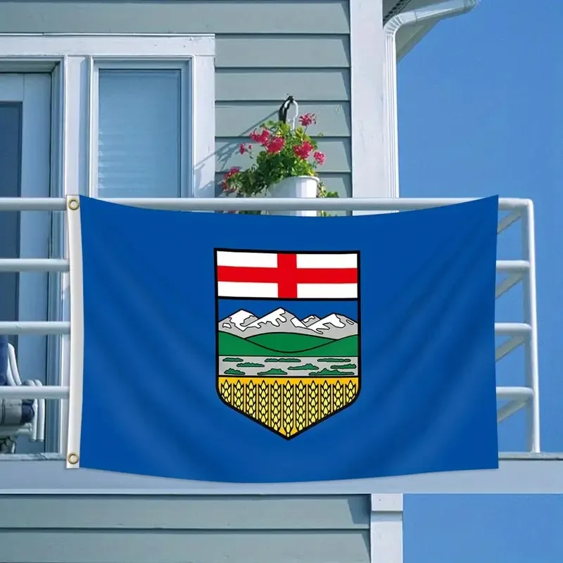 1pc Alberta Flag Canadian Province Banner 3X5Ft - Polyester with 2 Grommets, Single-Sided Printing for Indoor/ Outdoor Use