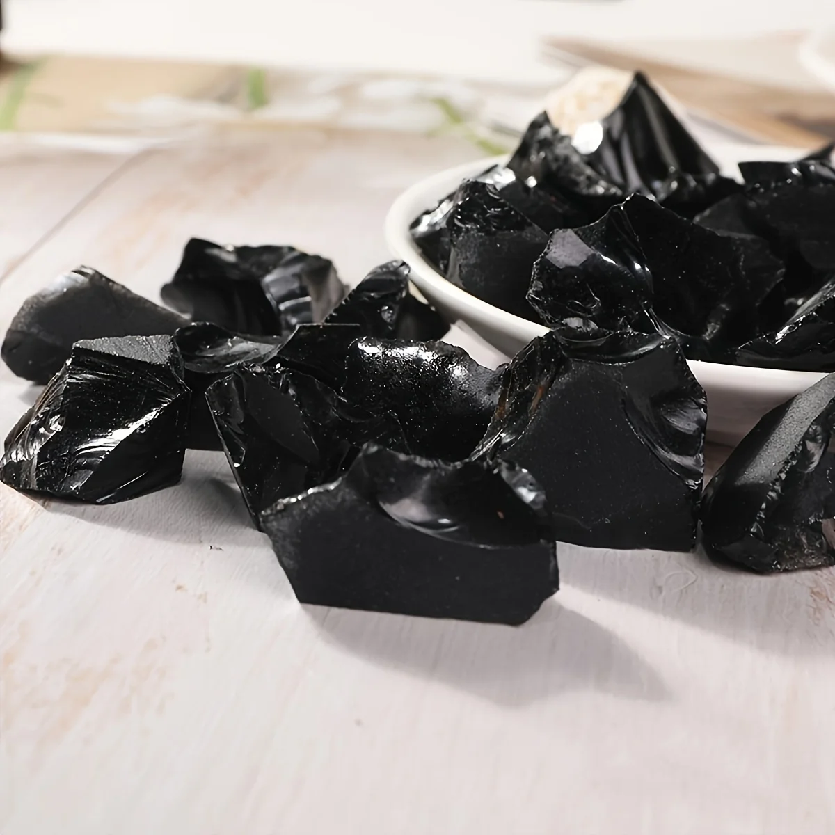 Obsidian rough, black stone, quartz decoration for home decoration, natural healing aura decoration