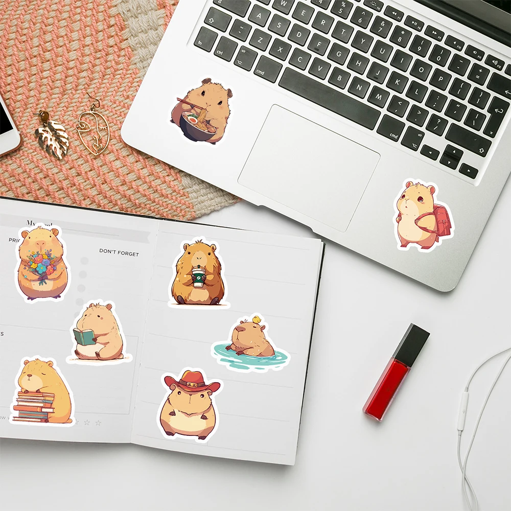 10/30/50 Stuks Kawaii Cartoon Capybara Stickers Voor Kinderen Schattige Dieren Sticker Briefpapier Skateboard Telefoon Hoesje Grappige Graffiti Stickers