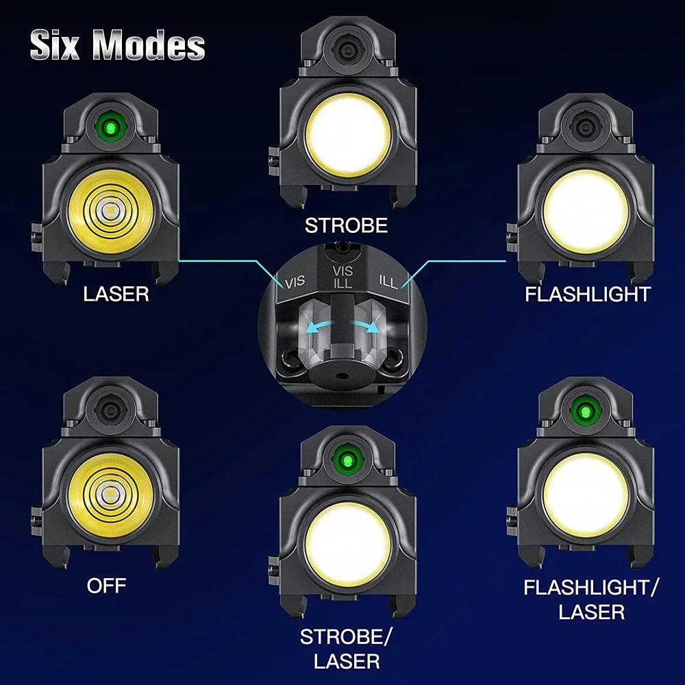 Kostenloses Logo bedruckte 800 Lumen GM 23 Pro grün-rote taktische Laser-Kombinationstaschenlampe