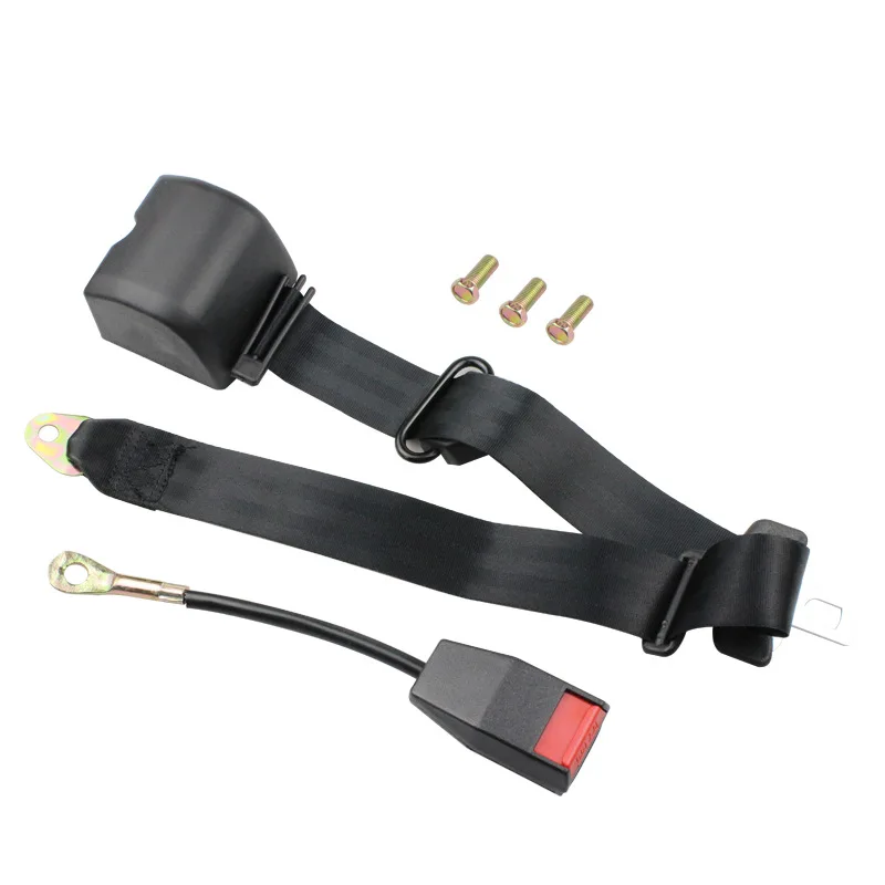 Universal Adjustable 3 Point Retractable Auto Car Seat Lap Belt Kit Black  Car Automatically Locking Seat Safety Belt