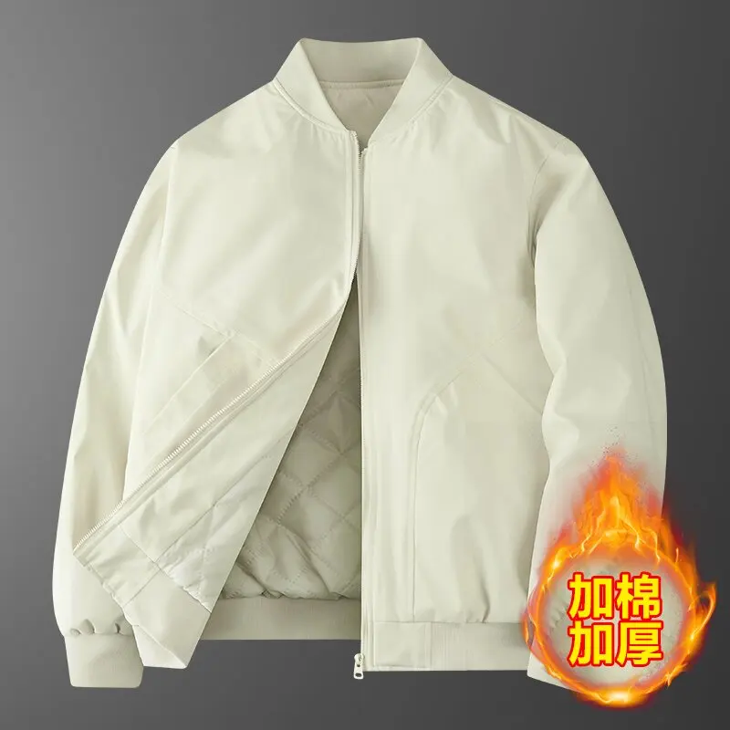

Winter Fashion Trend Solid Color Thick Warm Cotton Jacket For Men's Casual Loose Sports Waterproof High-Quality Plus Size Jacket