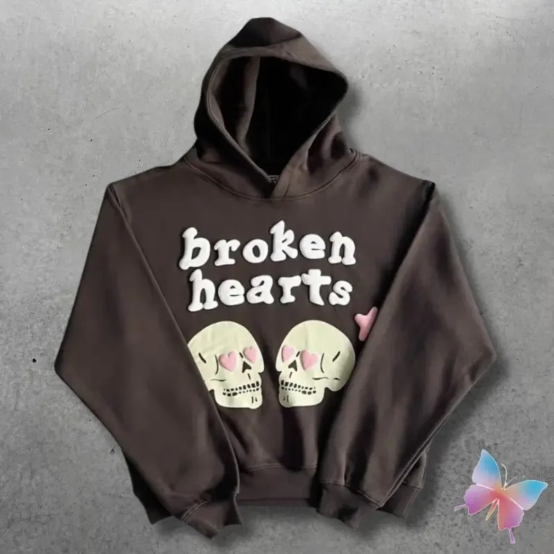 

Stock Winter BROKEN PLANET Hoodies Skull Skeleton Pink Heart Foam Print Embroidered Logo Men Women Fleece BP Hooded Sweatshirts