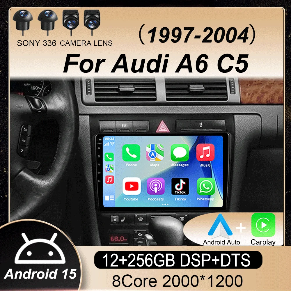 

Android 15 Car Radio For Audi A6 C5 1997-2004 S6 1999 - 2004 RS6 2002 - 2006 Multimedia Player 2Din Carplay Stereo GPS NO DVD