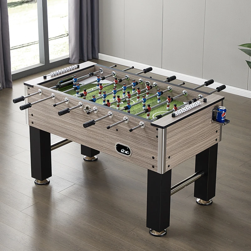 Wooden Color Solid Wood 55 Inch Football Table With Cup Holder, Baby Foot Soccer Foosball Table Football Game Table