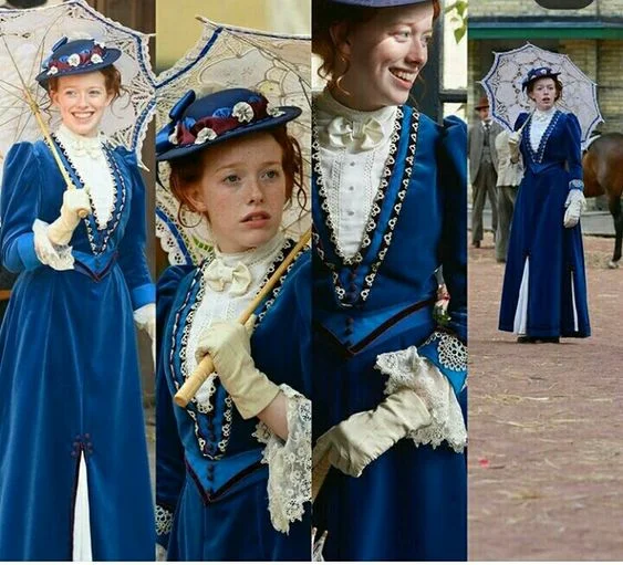 Anne Shirley Cosplay Costume Blue Ball Gown Women Victorian Fashion Gown Ladies Vintage Travel Suit Custom Made