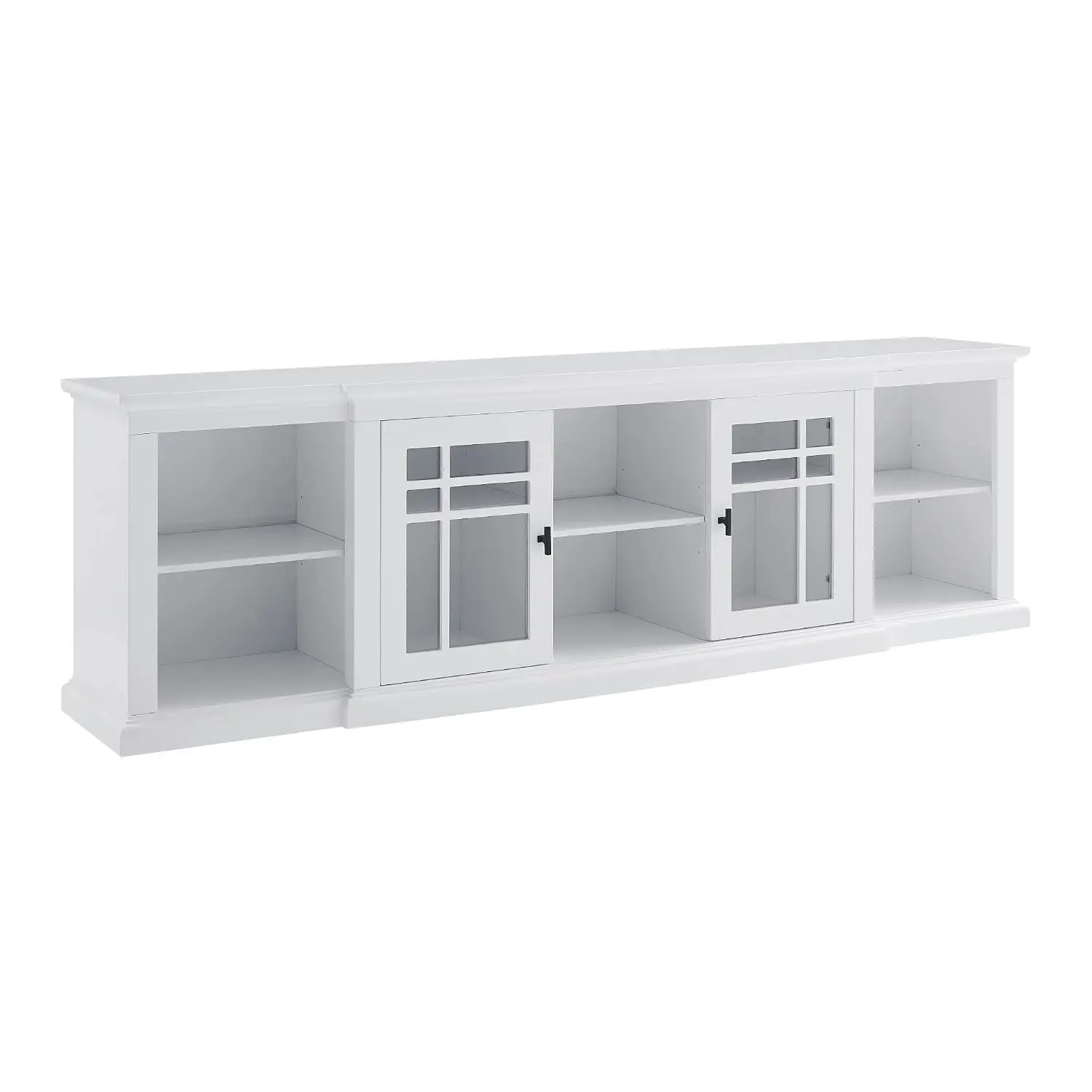 Classic Glass-Front 2-Door TV Stand Storage Cabinet for 88 Inch TVs 80 Inch White, Customized
