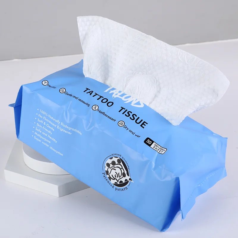 

50Pcs/Pack Disposable Tattoo Wipe Paper Towel Tissue Body Art Permanent Makeup Tattoo Cleaning Tools Tattoo Supplies Accessories