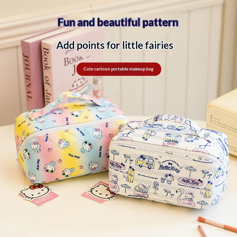 

Милый косметический мешочек большой вместимости, новая косметичка, роскошный дизайнерский органайзер для туалетных принадлежностей, с мультяшным принтом.