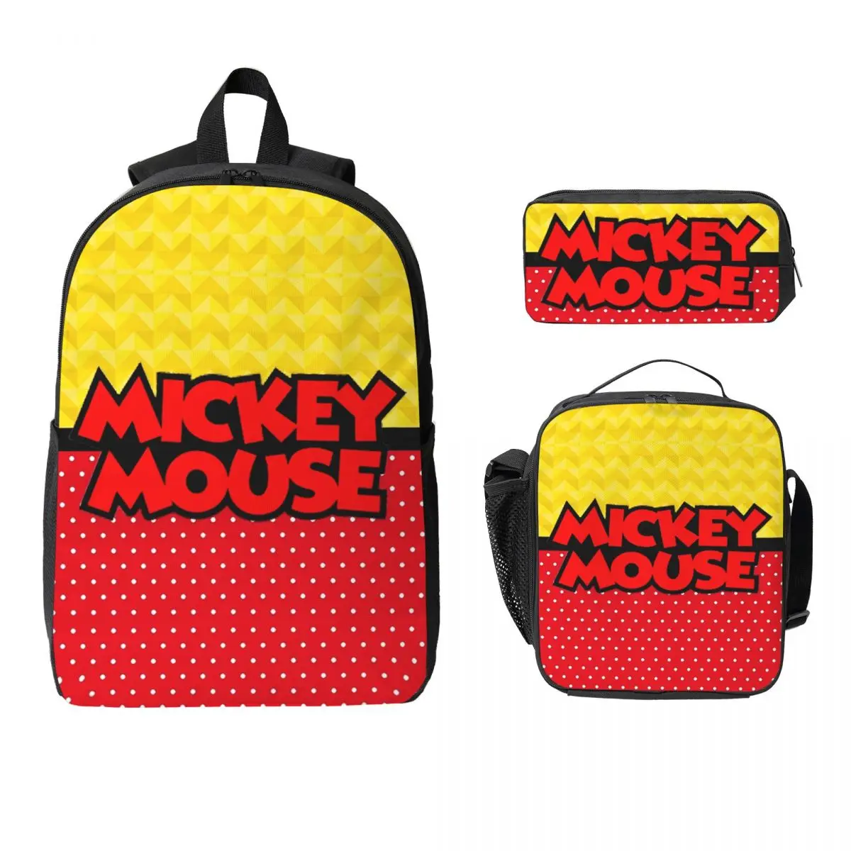 

3Pcs Mickey Mouse Minnie School bags Set for Children Pen Bags Backpack Sets with Lunch Box For School Students Knapsack