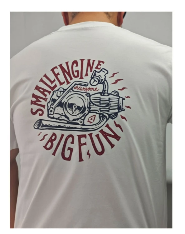 

Engine Printed T-shirt Men's Summer Sweat-absorbing Breathable Top Cotton Motorcycle Short-sleeved Fashion Men's Clothing