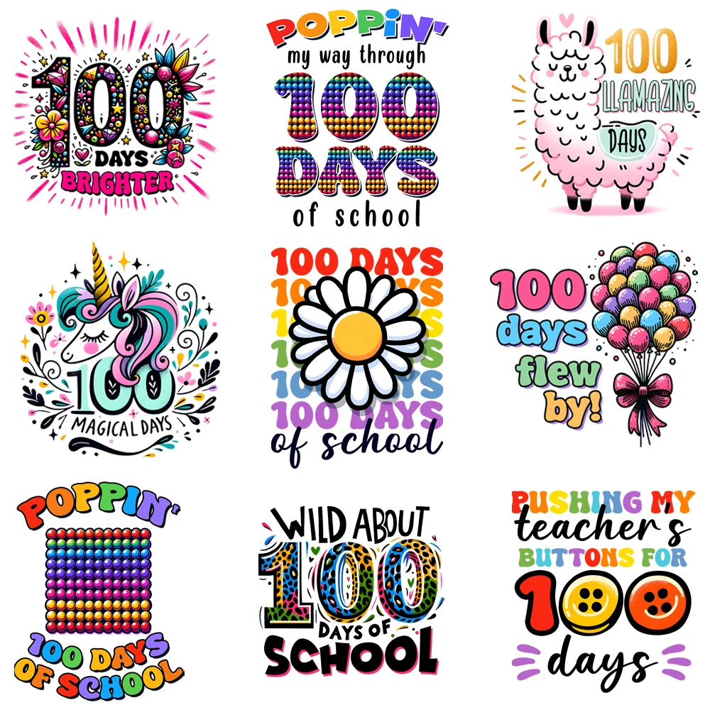 

15 см дети милые 100 дней школы подсолнечник овца утюг на переводные наклейки Diy DTF термопереносная наклейка футболка наклейка на одежду