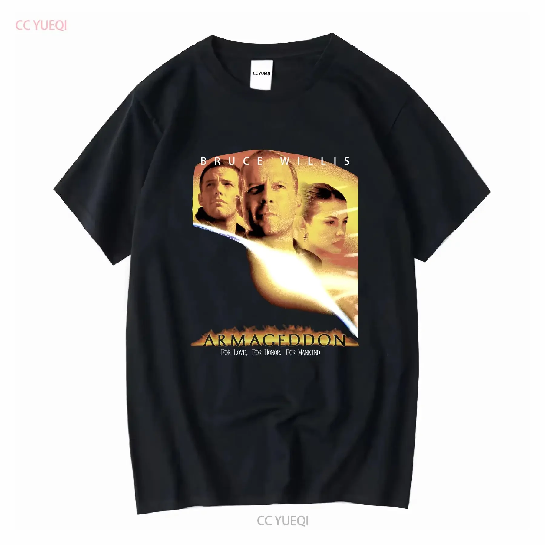 BRUCE WILLIS THRASHED ARMAGEDDON VTG MOVIE PROMO T SHIRT LARGE RARE 1998 EURO vintage Washed Casual fashion graphic Stretched
