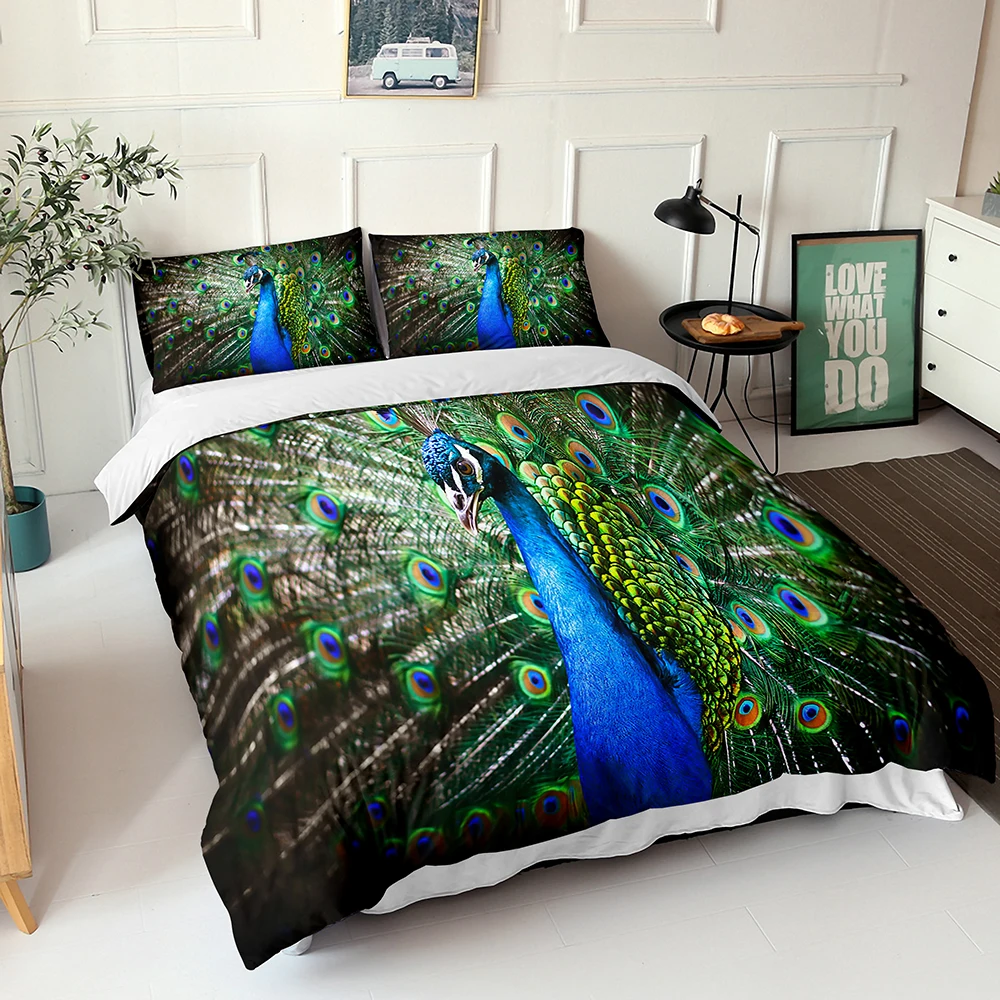 

3D Print Peacock Duvet Cover with Pillow Cover Bedding Set Single Double Twin Full Queen King Size Feather Bed Set Bedroom Decor