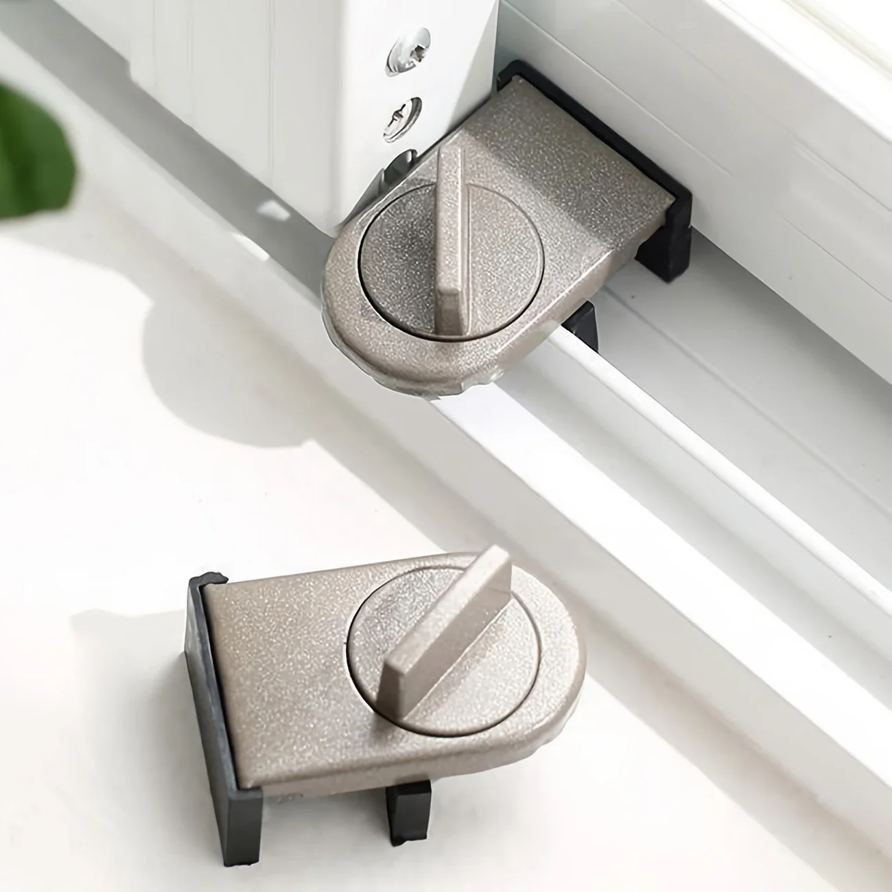 Aluminum Alloy Sliding Door Window Lock Anti-Theft Anti-Pinch Safety No-Drill Installation Pet-Proof Two-Way Fixation