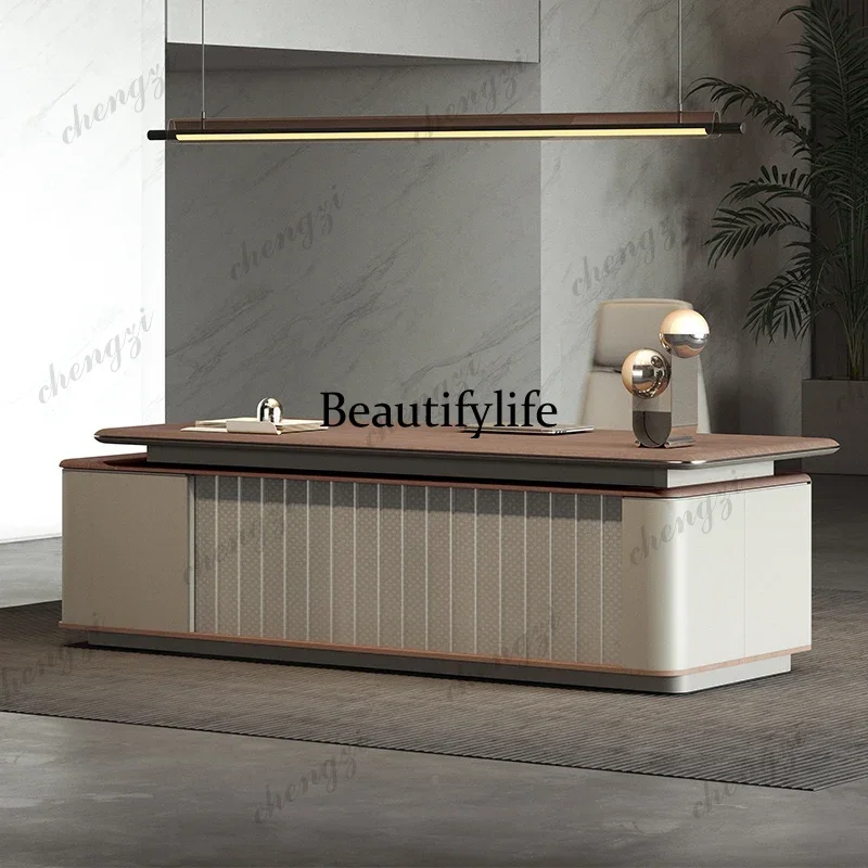 Italian Minimalist Office Desk Nordic Creativity Luxury President L Shape Desk Advanced Boss Office Furniture  K182