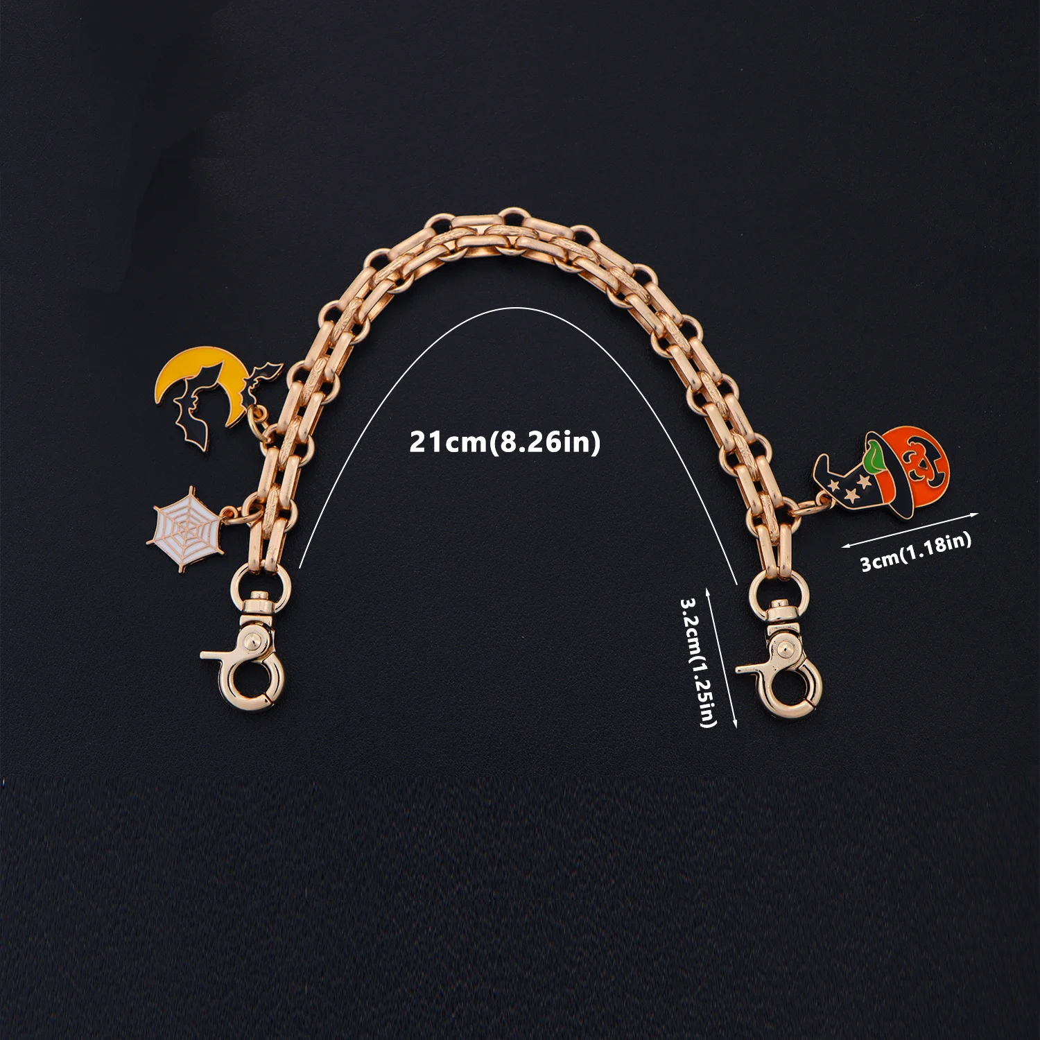 2pcs Purse Chain Replacement Chain Straps Pumpkin Charm Purse Handle Extender Halloween Decorative Bag Chains