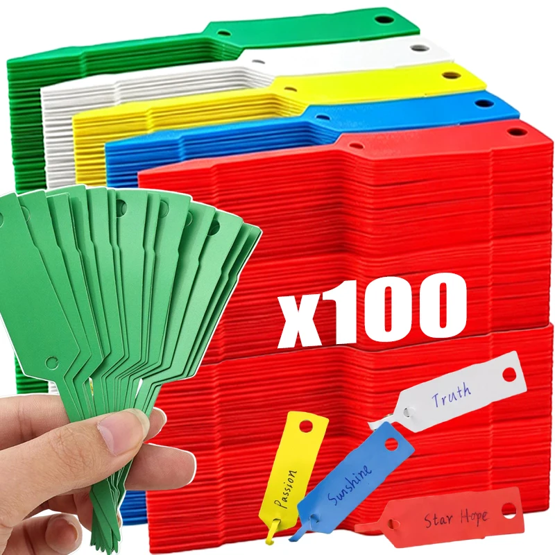 100pcs Universal Self Lock Arrow Shape ID Key Tags with Metal Key Ring Reusable Waterproof Marking Labels Auto Parts Tags Label