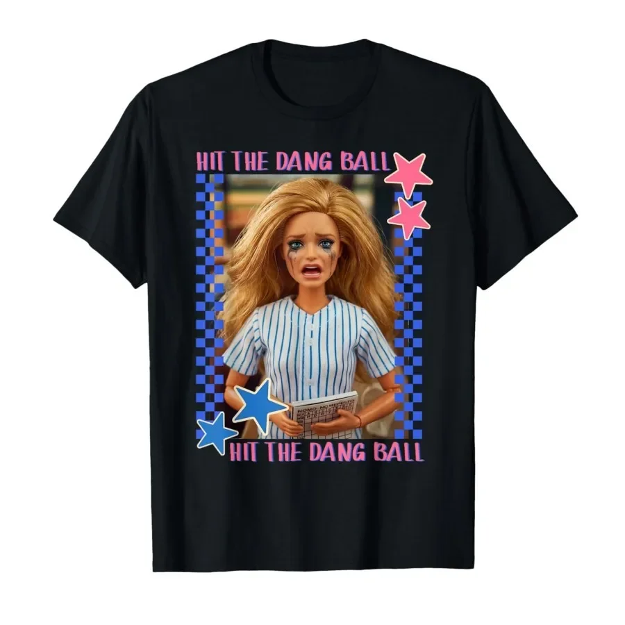 Hit The Dang Ball Baseball Mom Mama Game Day Meme T-shirt For Men Women 100% Cotton T Shirts Short Sleeve Tops 0410-1