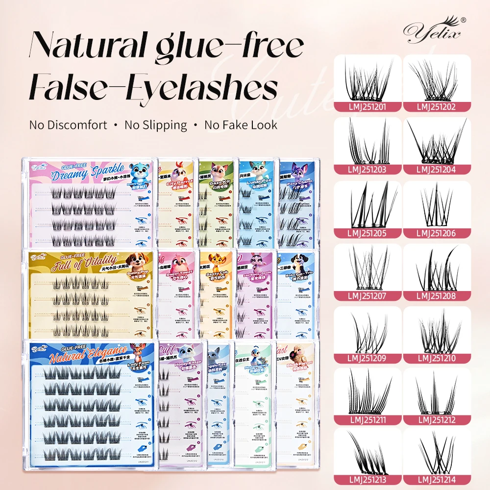 

Yelix DIY кластеры ресниц в стиле лисы самоклеящиеся ресницы без клея 6 рядов корейские U-образные накладные ресницы инструмент для макияжа