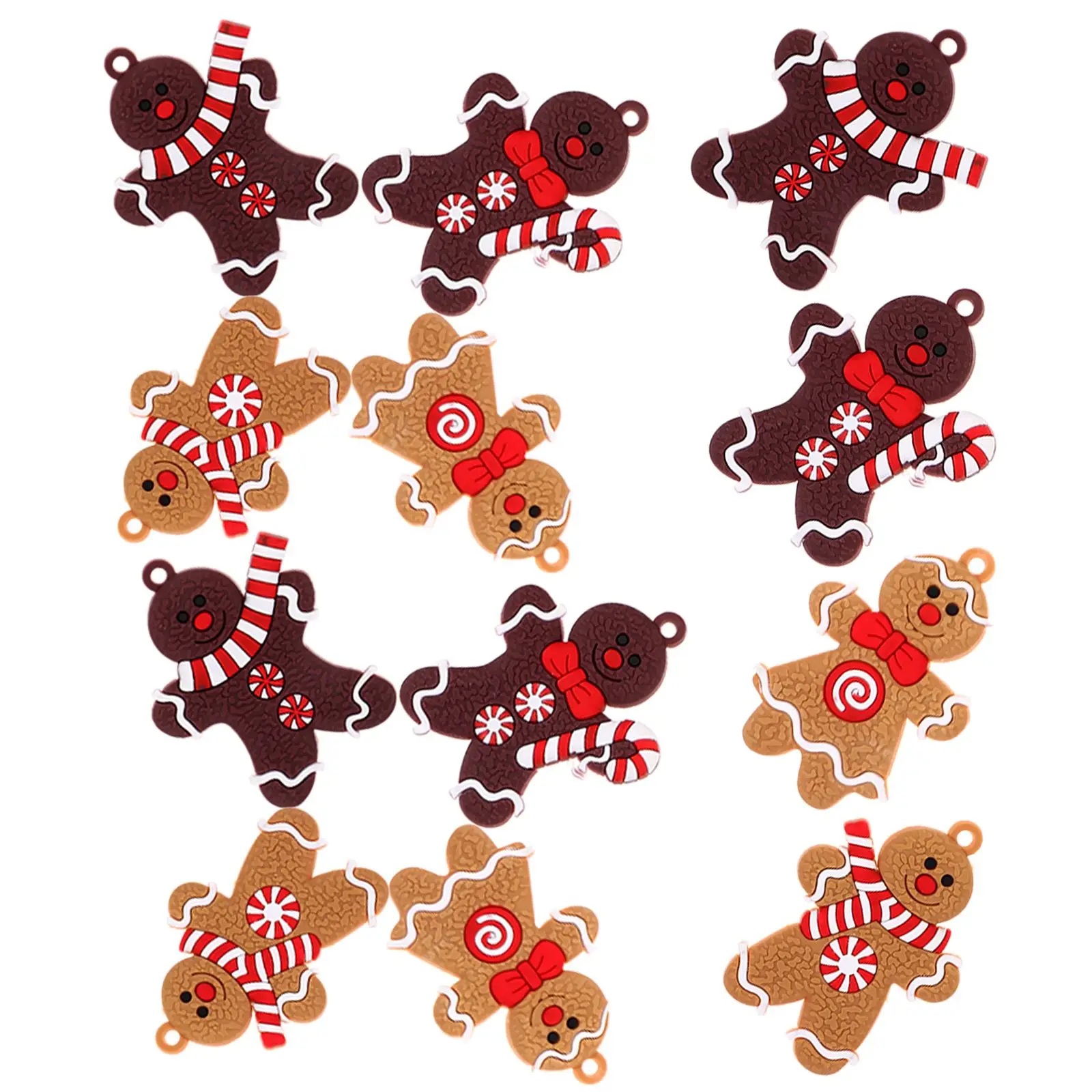 

12 Pcs Gingerbread Man Pendant Christmas Tree Ornament Adorable Decorations Home Party Holiday Gifts PVC Soft Hanging