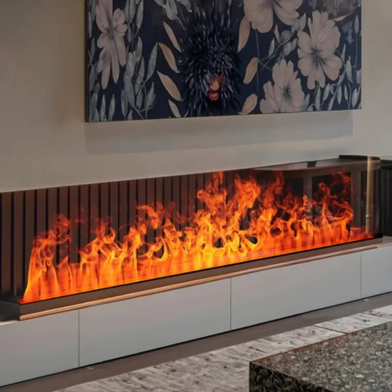 For Atomizing Electric Fireplace Humidifier 3D Simulation Fire Led Light Flame Effect Modern Design Insert Installation