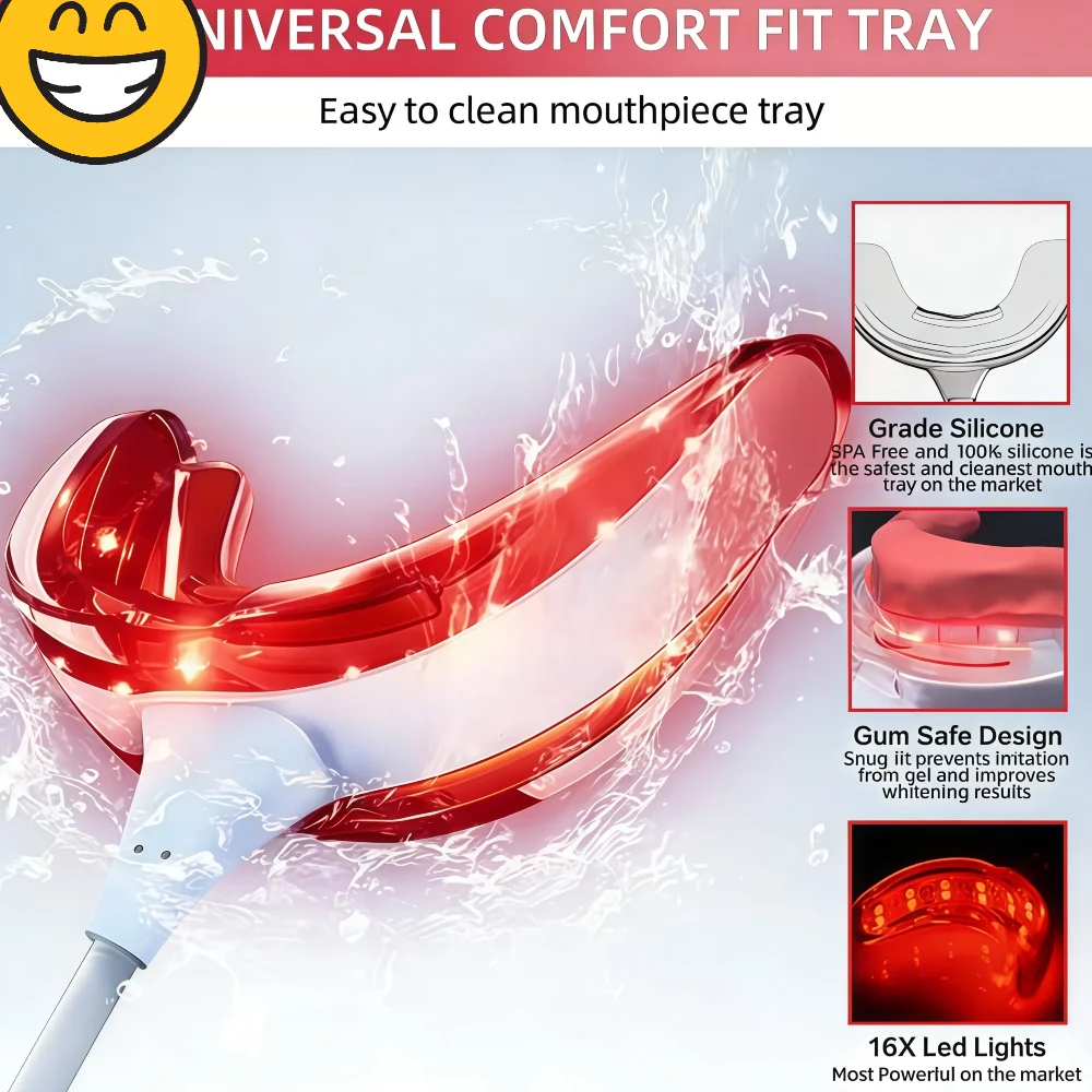

4 In1 USB Rechargeable Oral and Dental Care Red Light Whitening Teeth Bleach Clean Home Travel