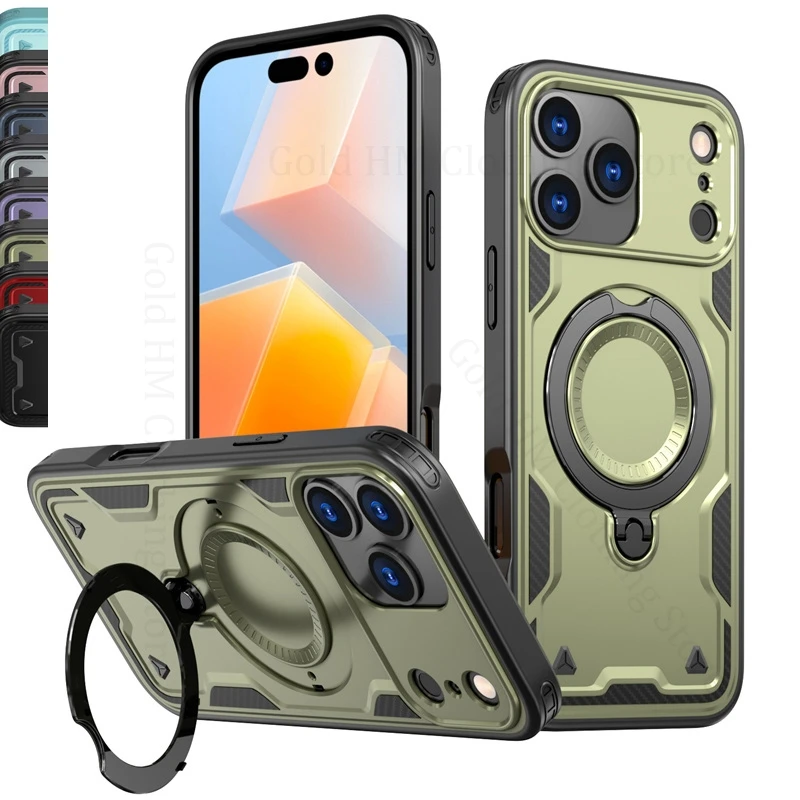 

Military Grade Heavy Duty Armor Case For iPhone 17 Air 16 Pro Max Magnetic Finger Ring Stand Cover For Apple 16e 15 14 13 17 Pro