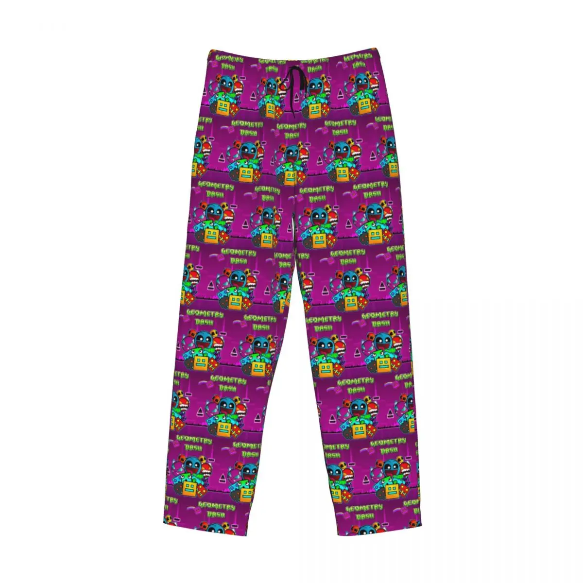 

Custom Video Game Geometry Dash Pajama Pants Men Sleepwear Sleep Lounge Bottoms with Pockets