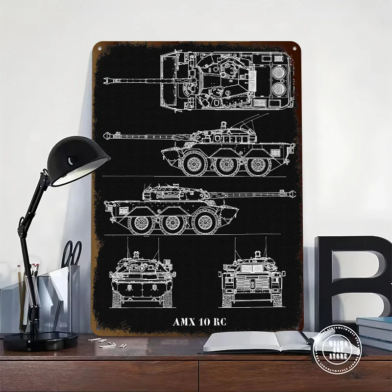 AMX 10 RC Tinplate Posters Customizable Wall Art Retro Vintage Metal Signs for Home Room Garage Decoration Aesthetic Desk Decor