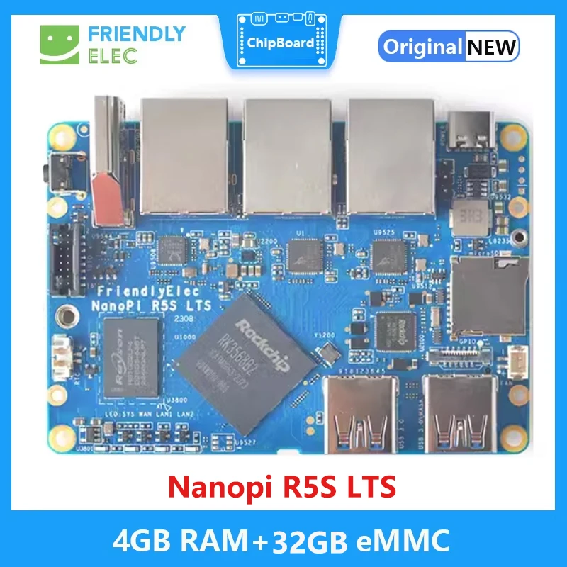 Nanopi R5S LTS Router 4GB + 32GB RK3568 development board OpenWRT A55 HDMI2.0 2.5G Gigabit netwerkpoort Mini Router