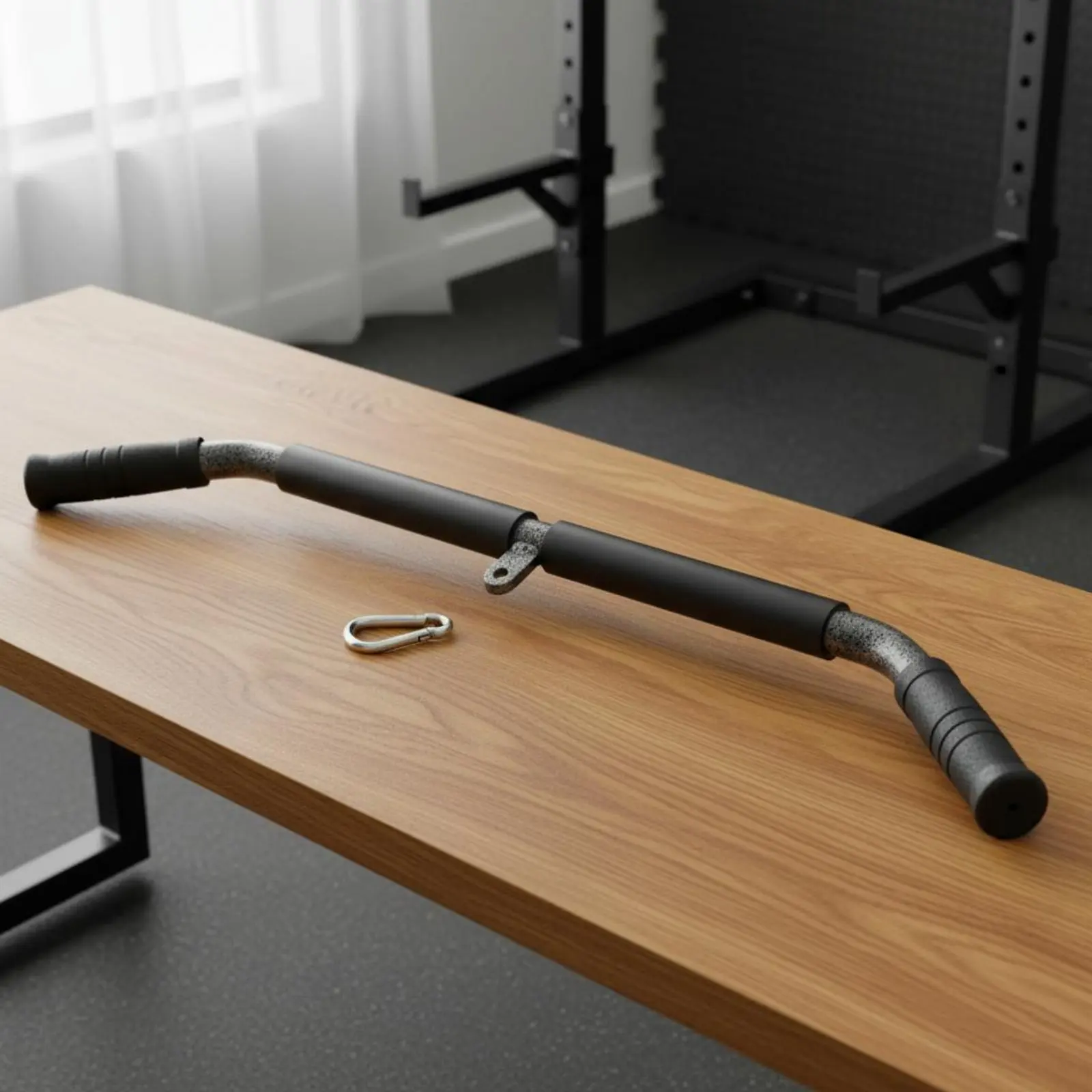 Picture 4: Shoulder Pulldown Bar 300kg Load Capacity Long Pull down Bar Gym Rowing Handle Non-Slip Grip Fitness Equipment Multi-Functional