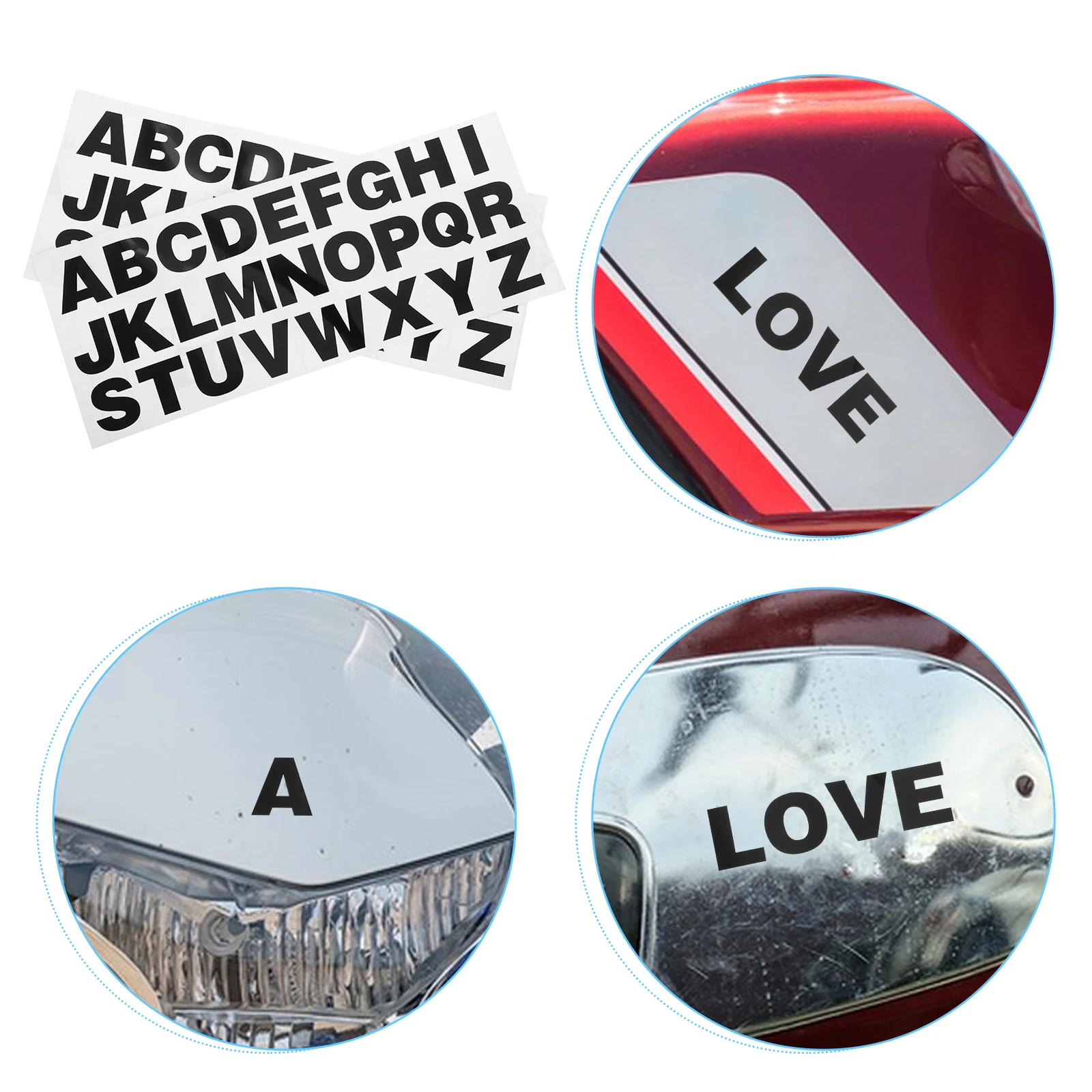 

2pcs 26 Letters Reflective Stickers for Car Motorcycle Decor DIY Custom Decal Black Alphabet PVC Big Letters Vehicle Stickers