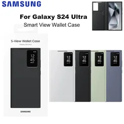 Original Smart View Wallet Flip Case For Samsung Galaxy S24 Ultra  S24Ultra SM-S928B Smart View Phone Case Cover