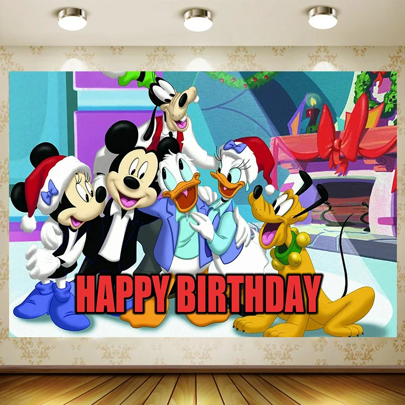 Mickey Mouse Birthday Party Supplies Decoration Customize game Backdrop Baby Shower Banner Kid Faovr Room