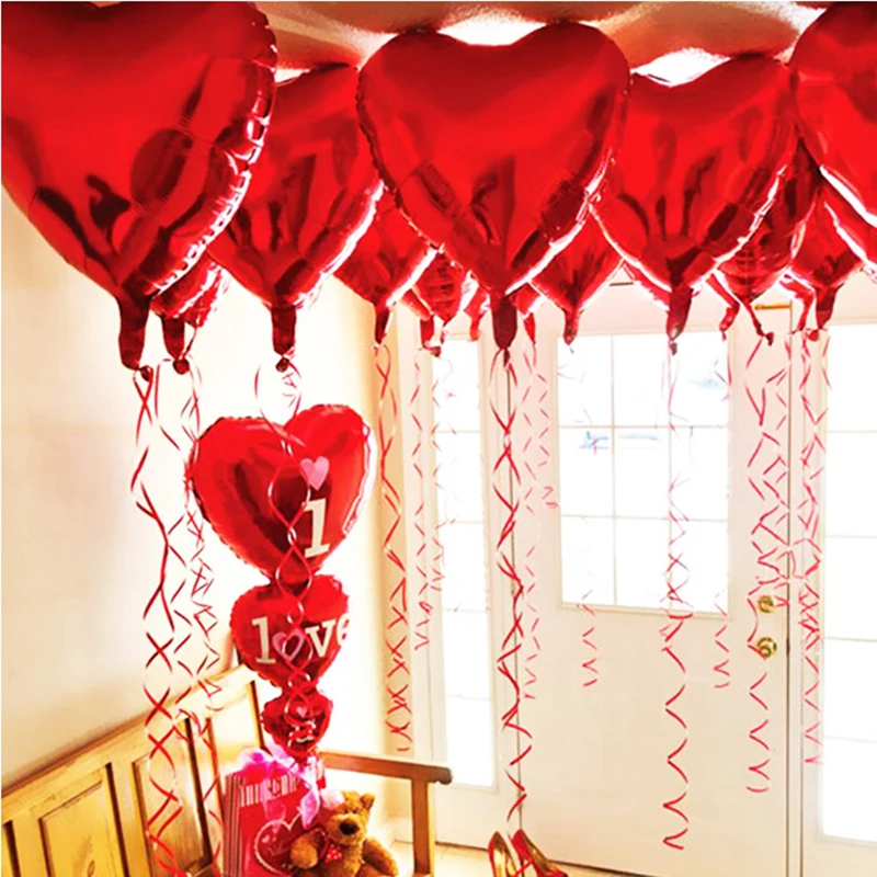 10pcs 18 Inch Rose Gold Red Foil Heart Balloons Marriage Helium Inflatable Balloon  Wedding Birthday Party Decor