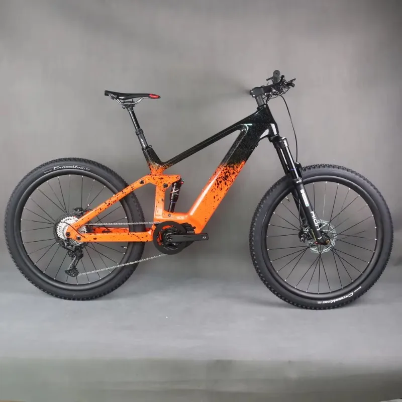 E-bike 29er Full Suspension Mountains Frame MTB Electric Carbon Frame Bafang M600 Bicycle XT M8100 1*12S Complete Bike E69