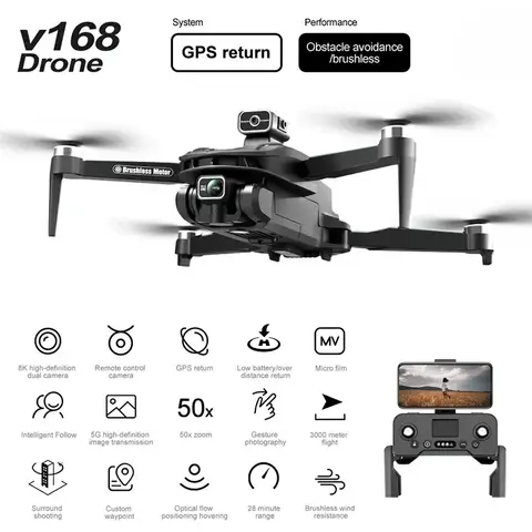 V168 Drone 8K 5G GPS Professional HD Aerial Photography Dual-Camera Omnidirectional Obstacle Avoidance Drone 2024 New 10 best sales v168 - №9