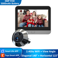 Tuya Smart 3MP 140° Wide View Angle Digital Peephole Eye Viewer WiFi IR PIR Detection No Red Exposure Door Camera Alexa Google