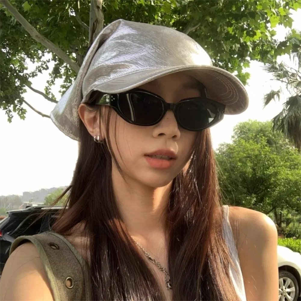

Simple Satin Headscarf Baseball Cap Y2K Hip Hop Sunscreen Beach Hat Silver Sun Cap Peaked Cap Sports