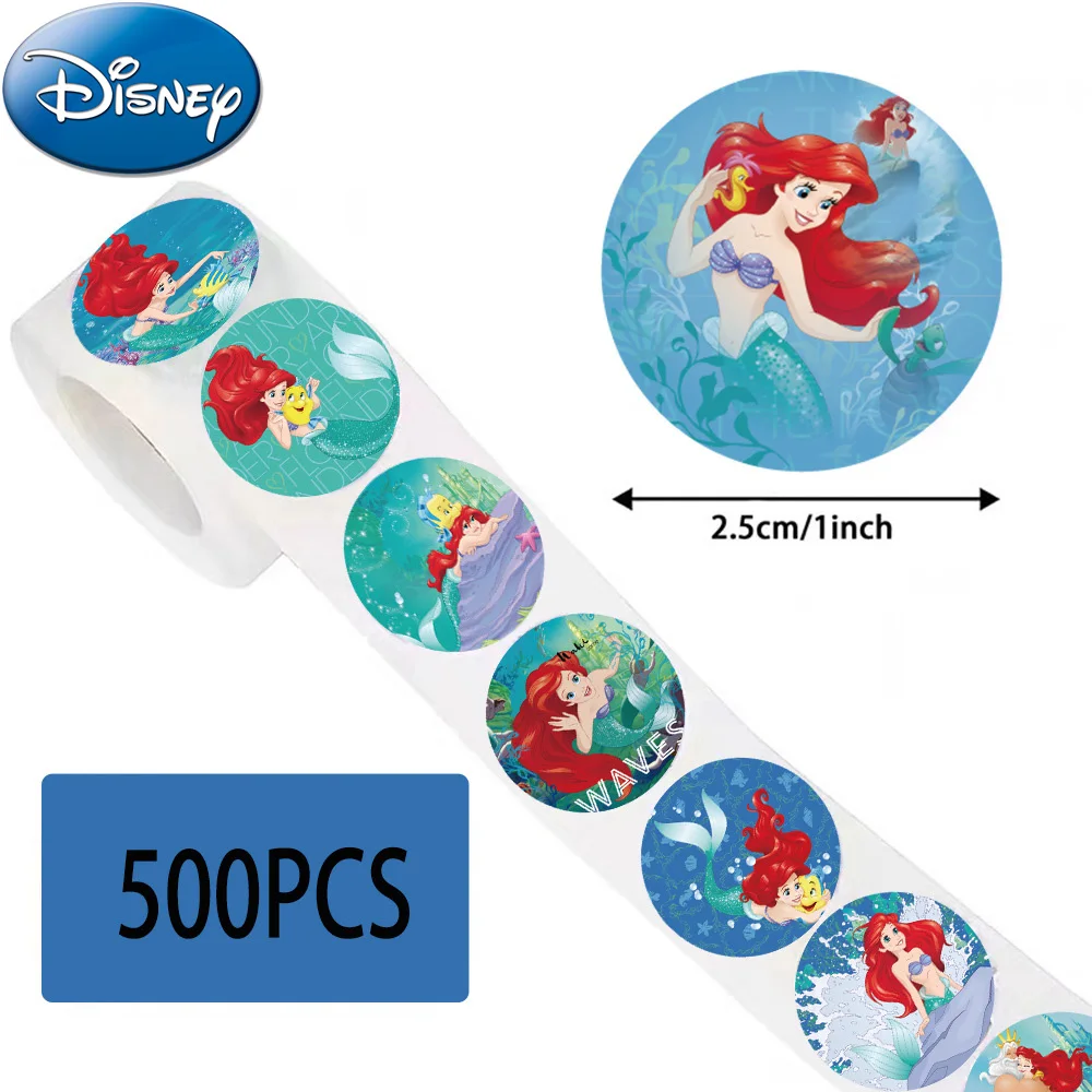 

500pcs Disney Cute Mermaid Cartoon Graffiti Stickers Roll Aesthetic Princess Girl Sealing Decals for Notebook Phone Case Laptop