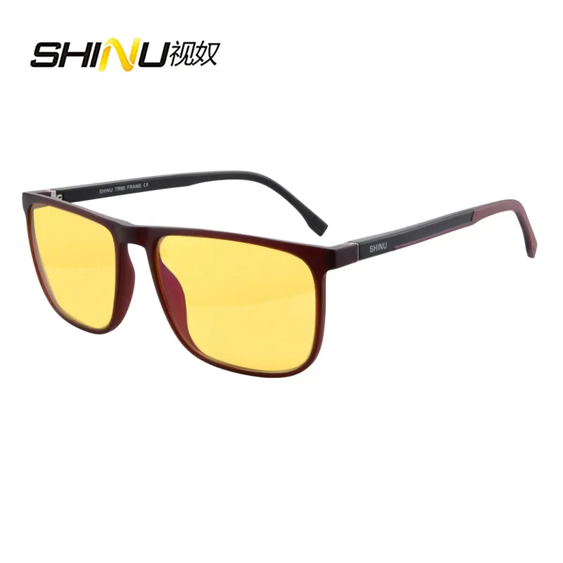 SHINU Gafas para dormir rojas Bloqueo de luz azul Buen descanso Gafas de computadora para hombres Filtro de luz azul Gafas teñidas naranjas