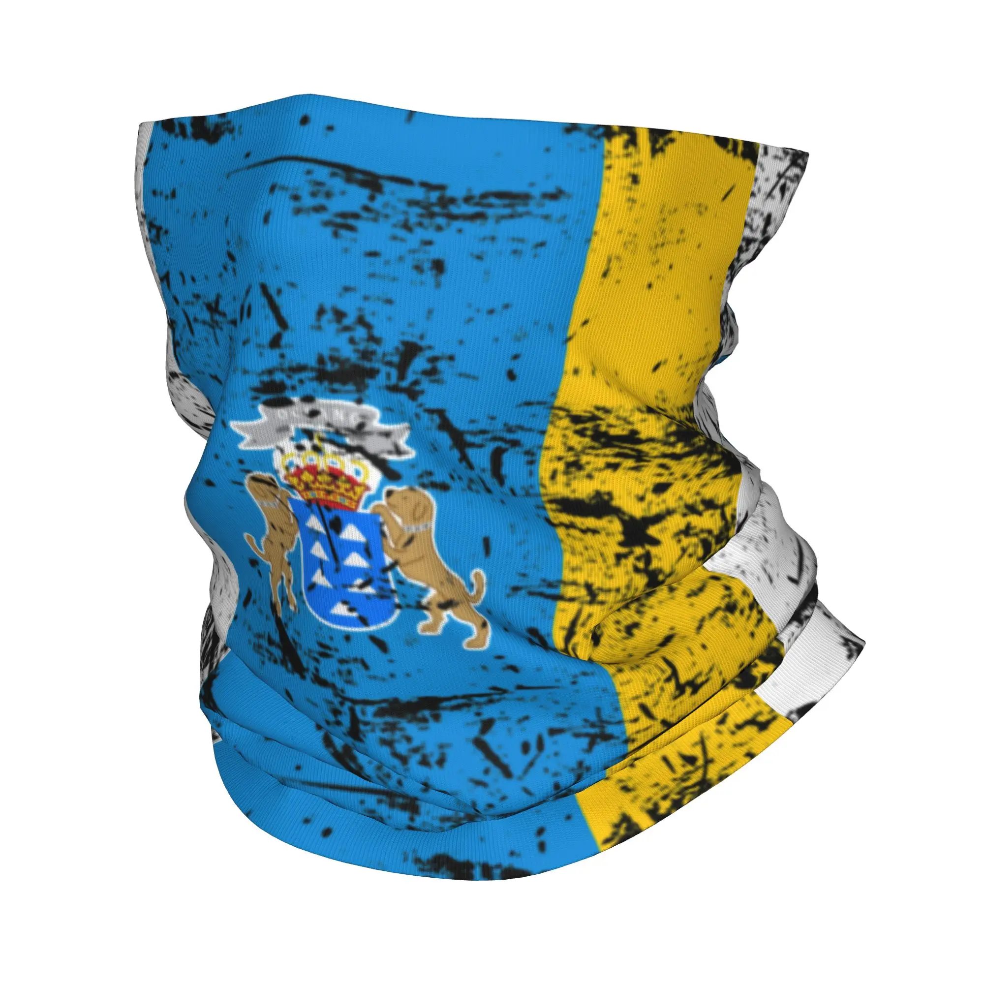 Canary Island Flag Bandana Neck Warmer Men Women Winter Hiking Ski Scarf Gaiter Flag Of Spain Face Cover