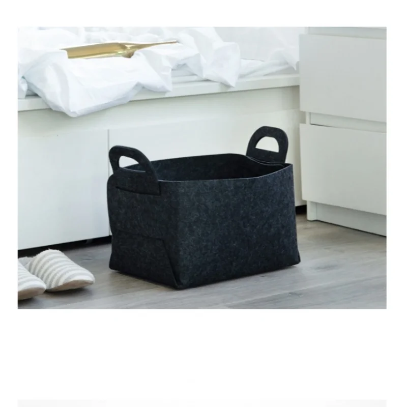 

Foldable Felt Storage Basket Laundry Basket Desktop Sundries Underwear Clothes Toy Home Storage Box Container Bathroom Organizer